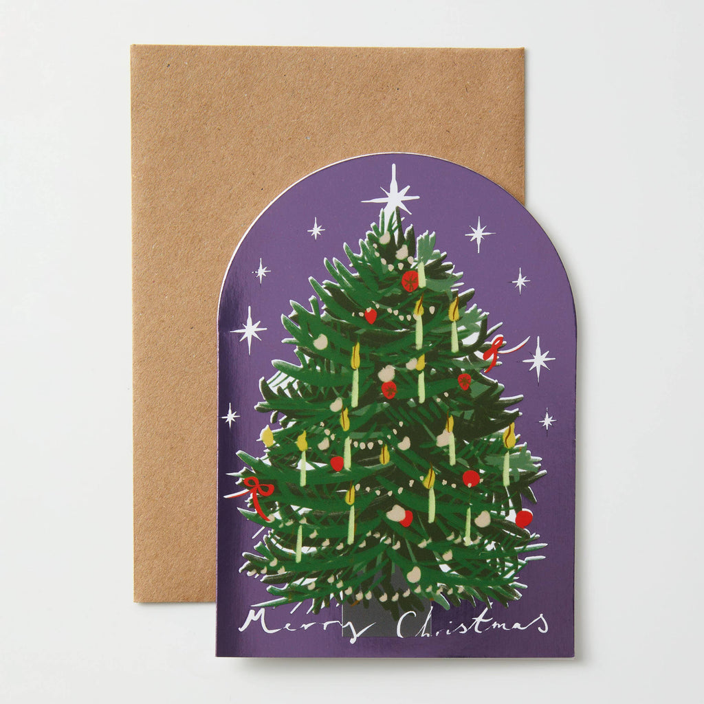 Type and Story - Festive Dome Christmas Tree Card  (Lilac)