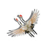 Toy bird with transparent body and colorful wings on a white background