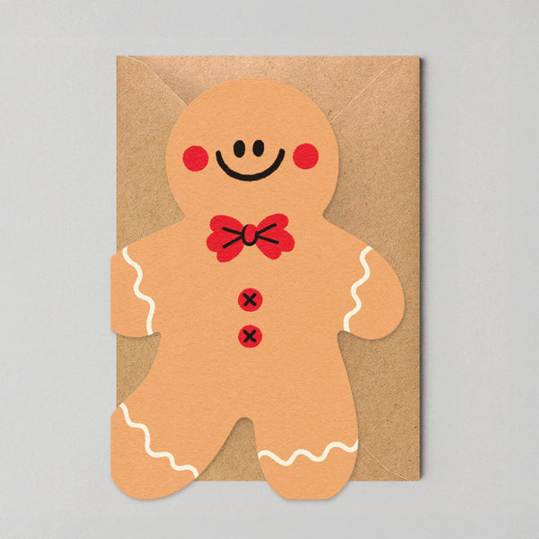 Gingerbread man card on a gray background