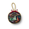 Decorative Christmas ornament with nativity scene design on a white background