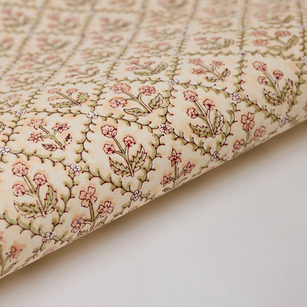 Close-up of floral-patterned fabric on a light background