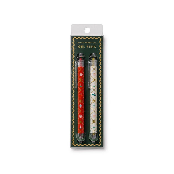 Two gel pens in packaging on a white background