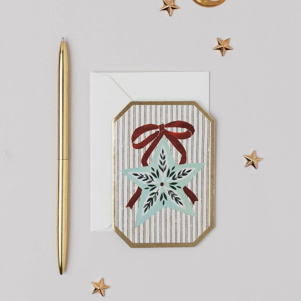 Katie Housley - CHRISTMAS STAR BAUBLE BOTANICAL MINI HOLIDAY Christmas Card