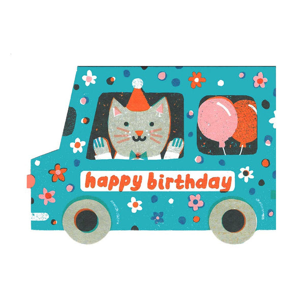 The Printed Peanut - Birthday Van Die Cut Card