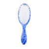 Blue and white hairbrush on a white background