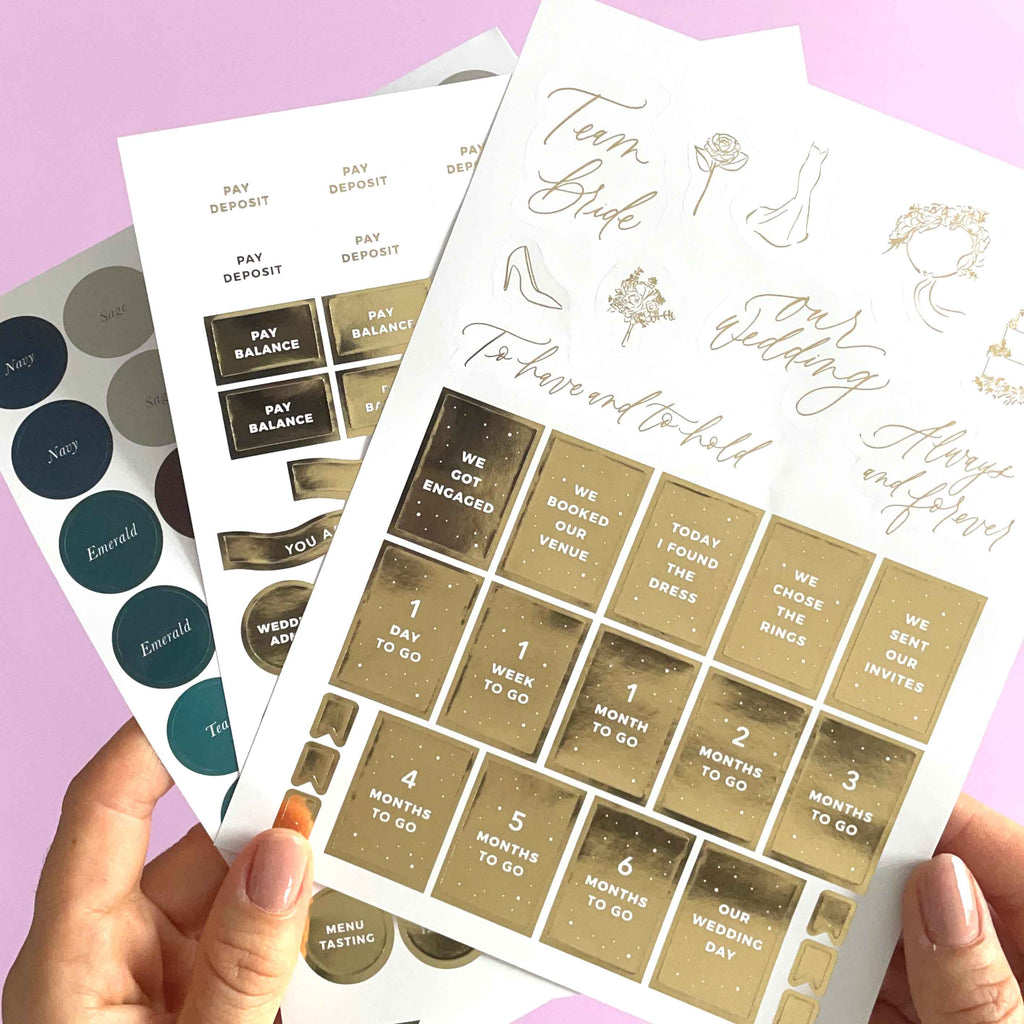 Blush And Gold - Wedding Sticker Pack (3 sheets)