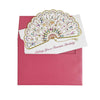 Folding birthday card with decorative design on a pink envelope