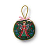 Decorative angel ornament with floral designs on a white background