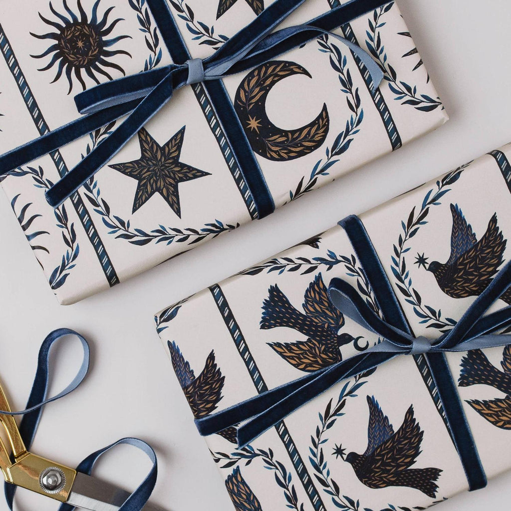 Katie Housley - BLUE MOON STARS CHRISTMAS BOTANICAL LUXURY GIFT WRAP PAPERS 