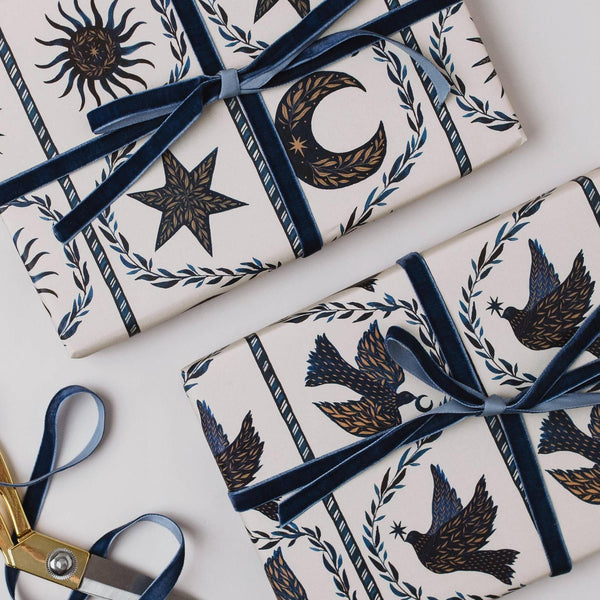 Katie Housley - BLUE MOON STARS CHRISTMAS BOTANICAL LUXURY GIFT WRAP PAPERS 