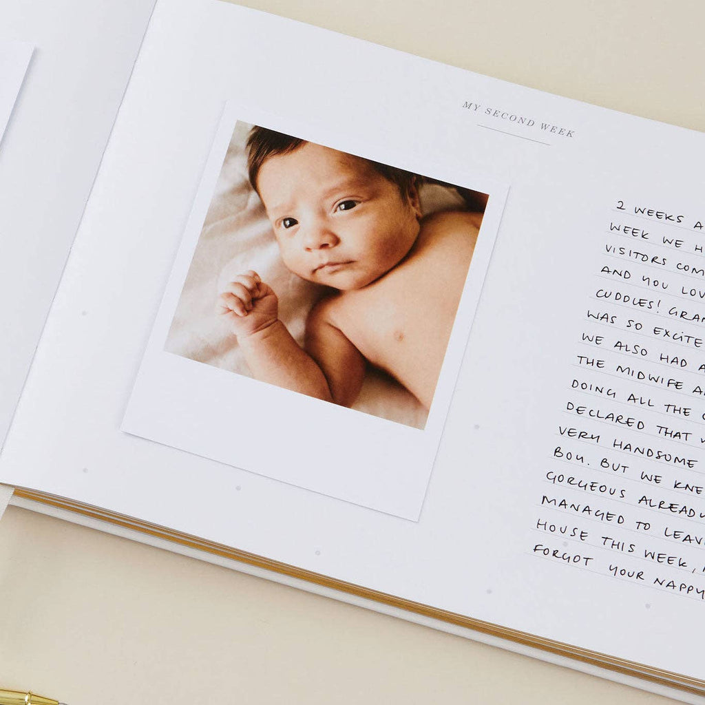 Blush And Gold - Baby Memory Book - Safari (Cloth) - New Parents Keepsake