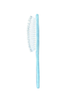 Blue toothbrush with white bristles on a white background