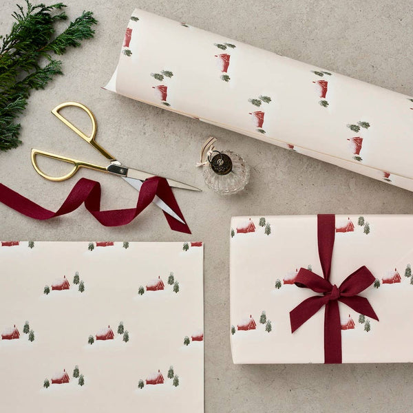 Katie Leamon - Illustrated Cabins Christmas Gift Wrapping Paper