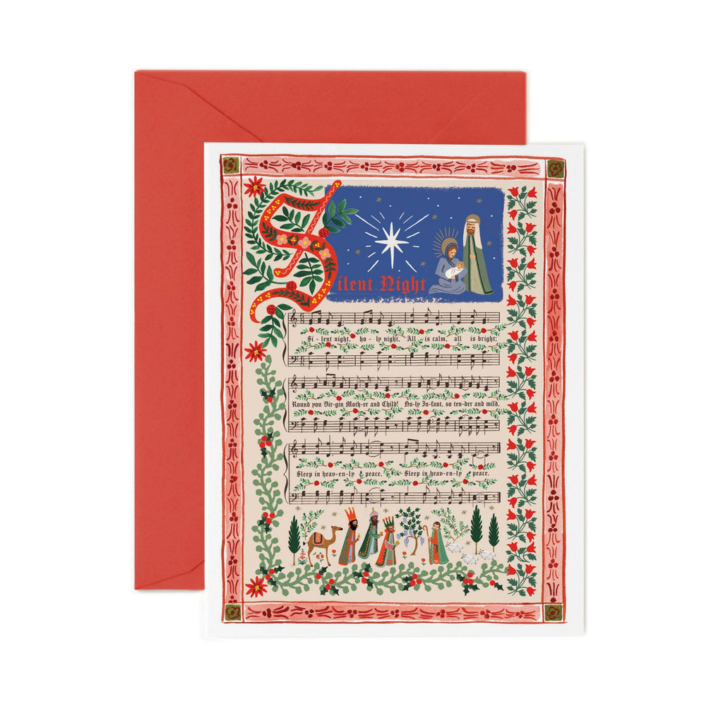 Christmas-themed greeting card with red envelope