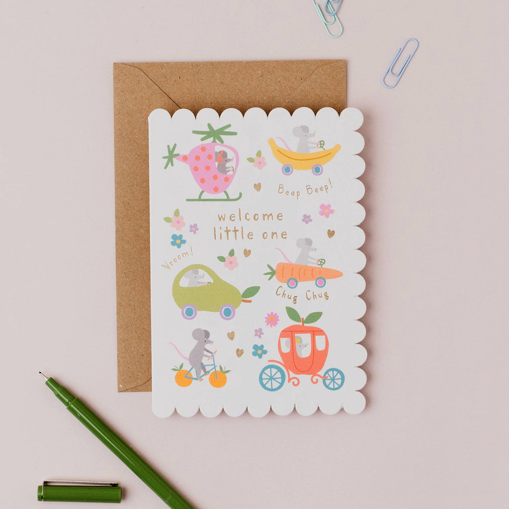 Mifkins - Mice Fruit Dash Welcome Baby Card