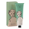 Divine hand cream with packaging featuring illustrations of a woman's face on a white background
