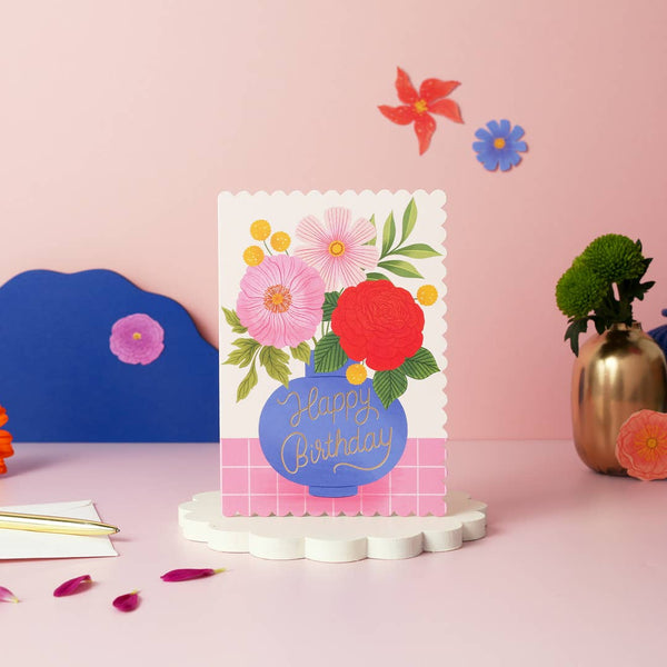 Ricicle Cards - Happy Birthday Vase Card