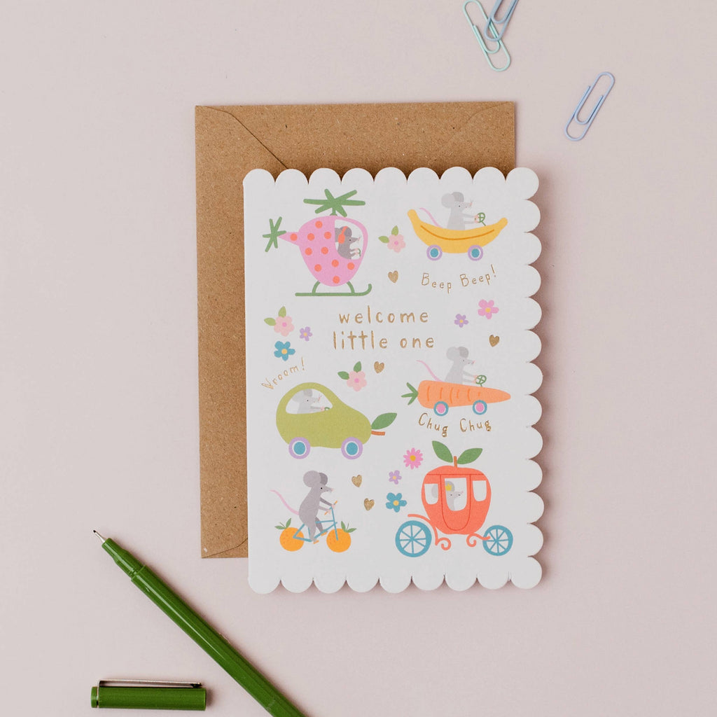 Mifkins - Mice Fruit Dash Welcome Baby Card