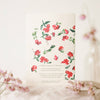 Floral design on a card with a blurred floral background