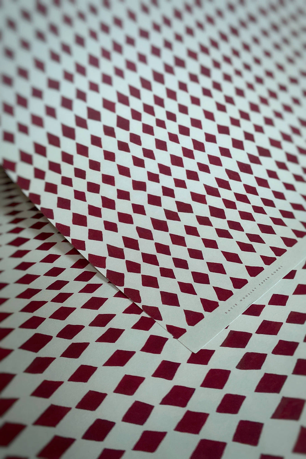 Close-up of red and white checkered pattern