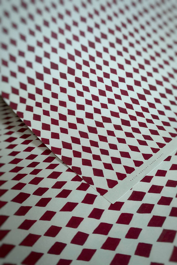 Close-up of red and white checkered pattern