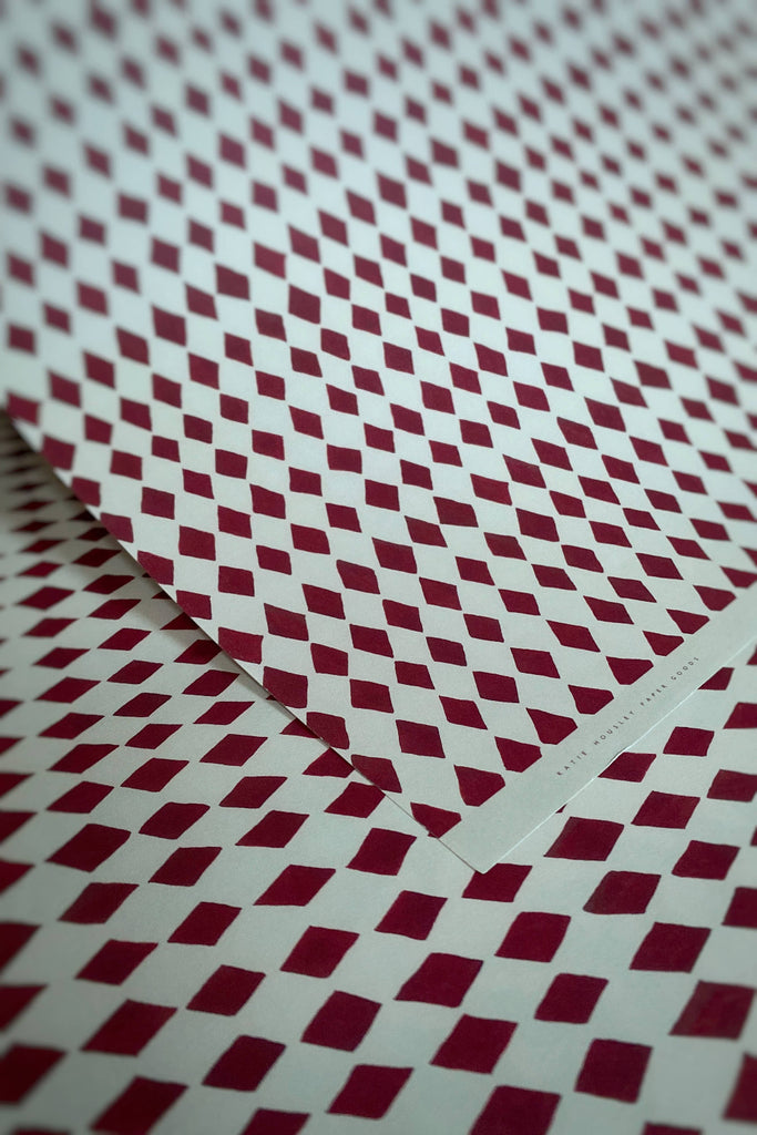 Close-up of red and white checkered pattern