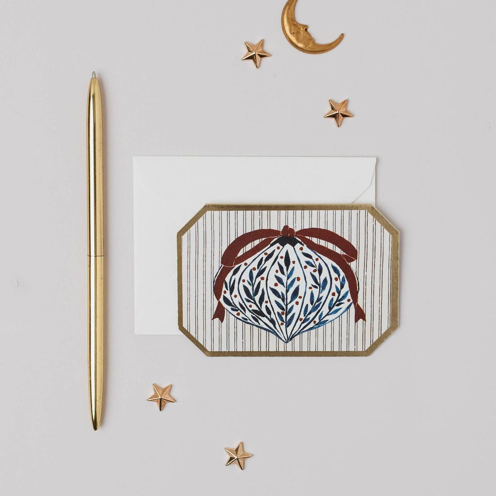Katie Housley - CHRISTMAS BLUE BAUBLE BOTANICAL MINI HOLIDAY Christmas Card