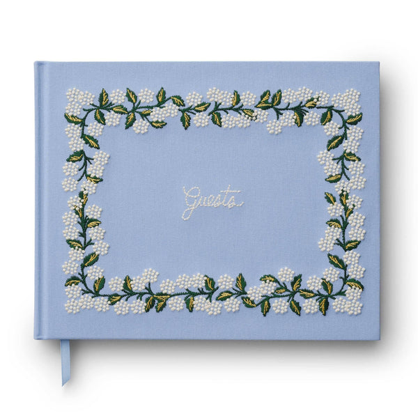 Rifle Paper Co - Hydrangea Embroidered Fabric Guest Book