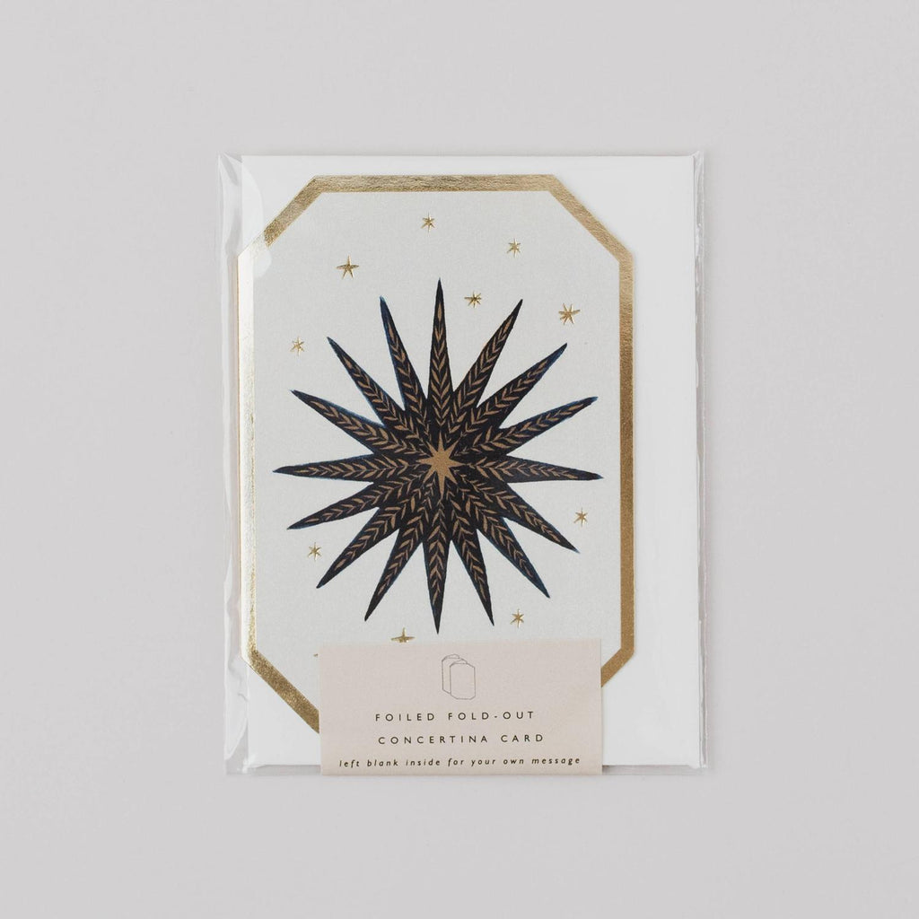 Katie Housley - CELESTIAL CONCERTINA CHRISTMAS STAR MOON MINI Christmas Card