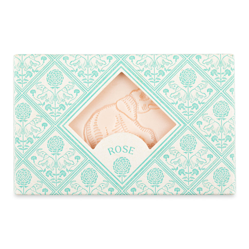 Rose soap in a decorative box with a floral pattern