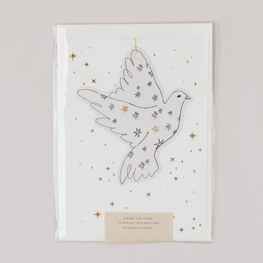 Katie Housley - DOVE PAPERCUT CHRISTMAS DECORATION WITH POSTCARD & ENVELOPE Christmas Card