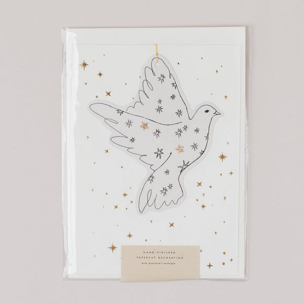 Katie Housley - DOVE PAPERCUT CHRISTMAS DECORATION WITH POSTCARD & ENVELOPE Christmas Card