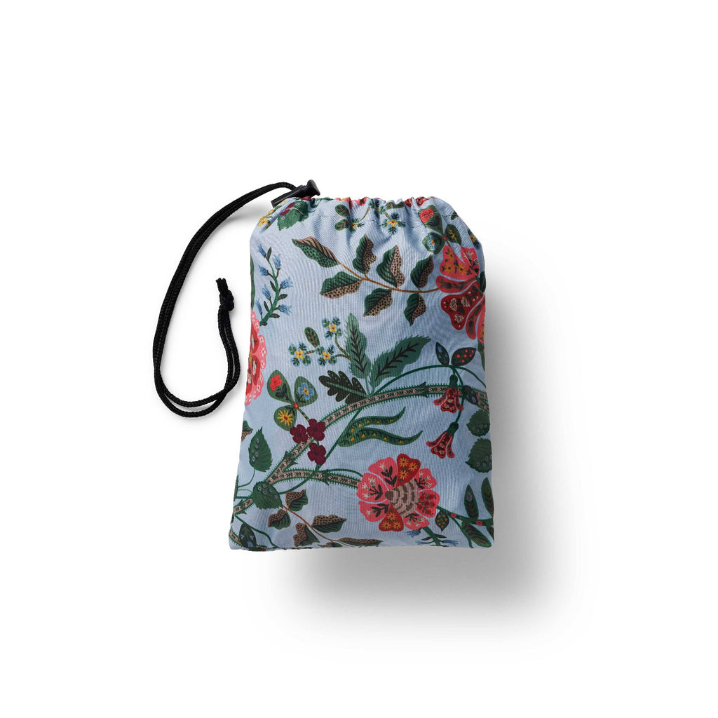 Floral drawstring bag on a white background