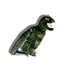 Green dinosaur-shaped object on a white background