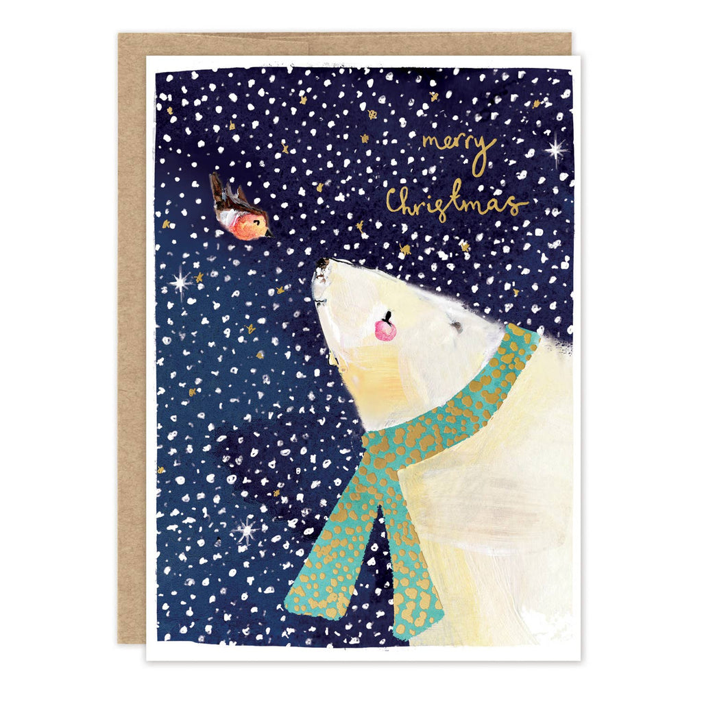 Biely & Shoaf - Polar Bear & Bird Merry Christmas Christmas Card