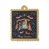 Decorative Christmas tag with nativity scene illustration on a white background