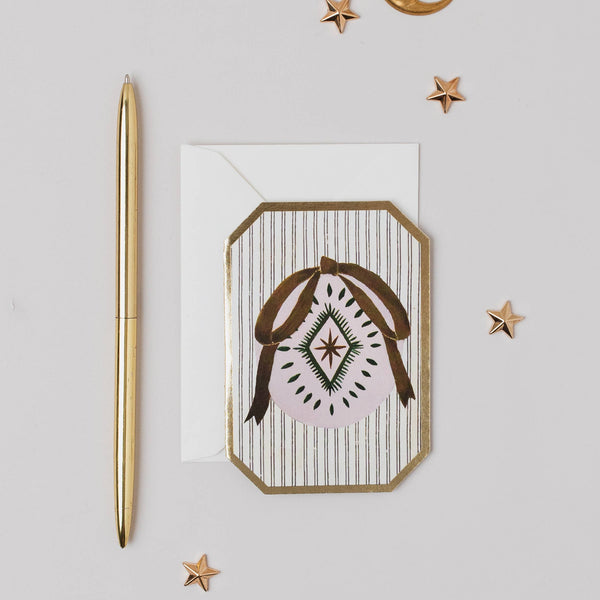Katie Housley - CHRISTMAS PINK BAUBLE BOTANICAL MINI Christmas Card