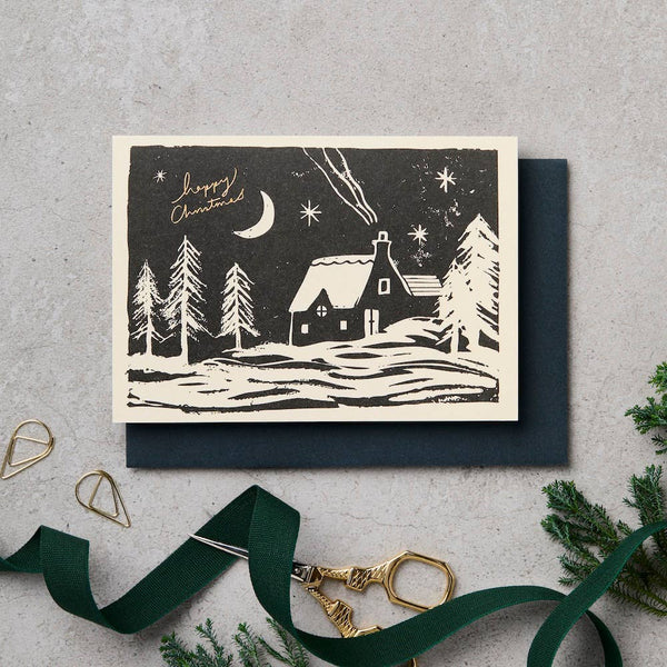 Katie Leamon - Lino Cut Happy Christmas Card