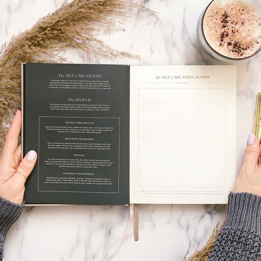 Blush And Gold - My Daily Self-Care (Almond) Reflection & Gratitude Journal