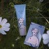 Hand cream tube and packaging with floral background