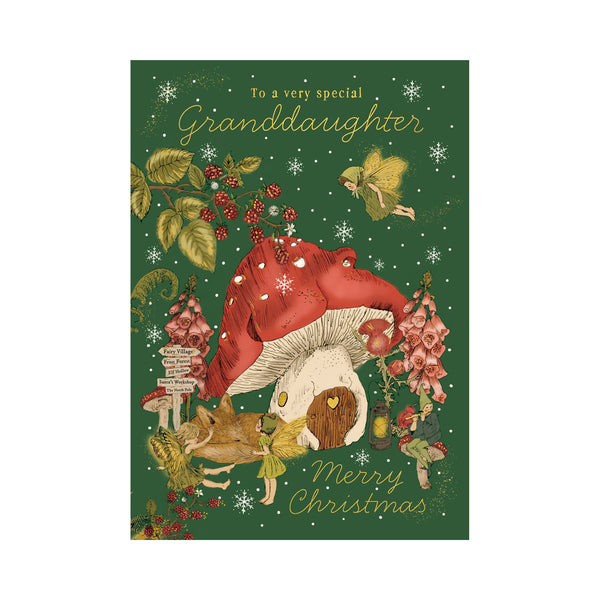 The Art File Mushroom & Fairies Special Granddaughter Christmas Card