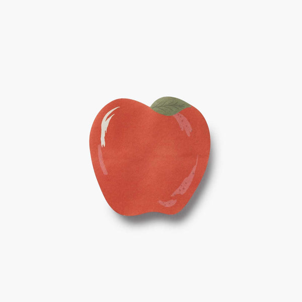 Red apple-shaped object on a white background