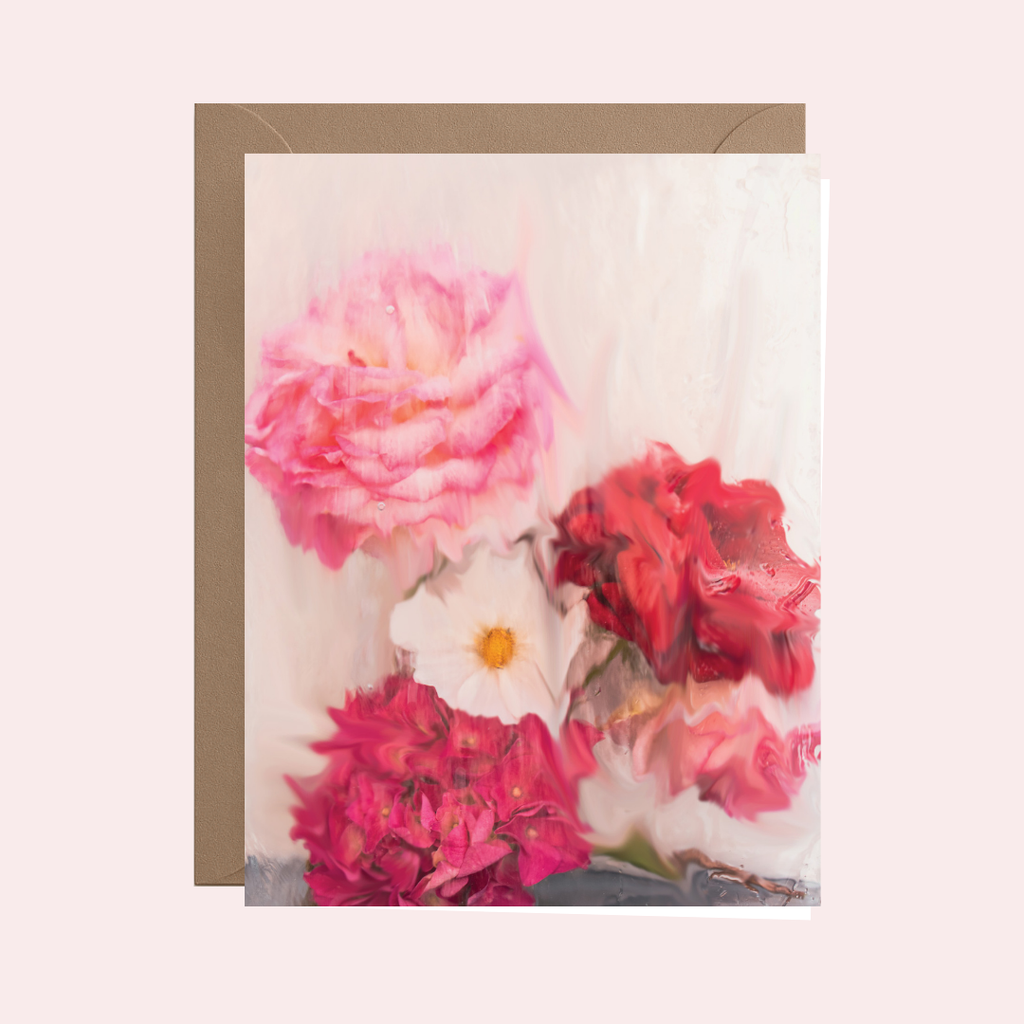 Atelier 44 - Dreamy Impressionistic Roses Mini Art Print - Greeting card