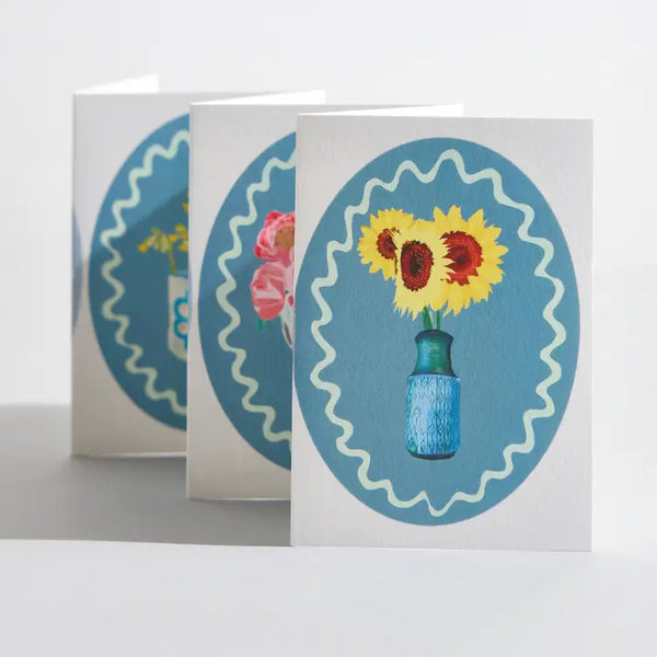 Shades of Blue Botanical Flower Concertina Card