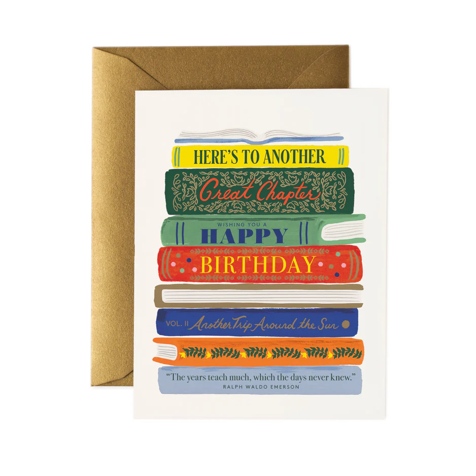 Rifle Paper Co. Bookstack Birthday Card 
