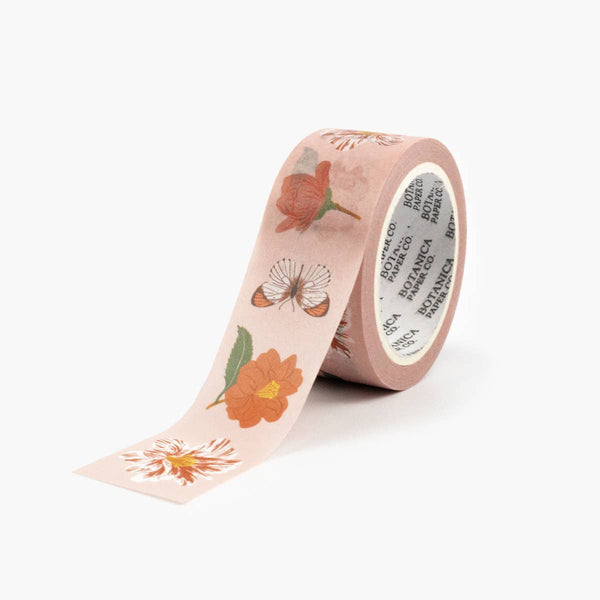 Decorative tape with floral design on a white background