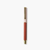 Metallic rod with threaded end on a white background