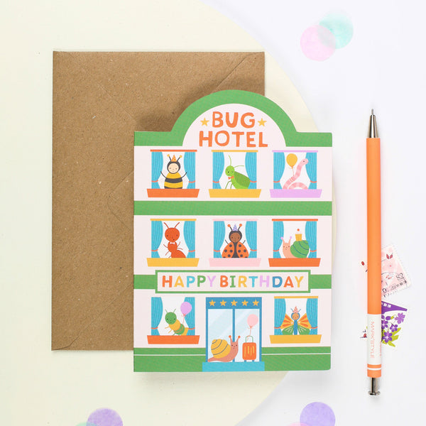 Mifkins - Bug Hotel Children's Birthday Card