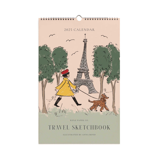 Rifle Paper Co. 2025 Wall Calendar - Travel Sketchbook