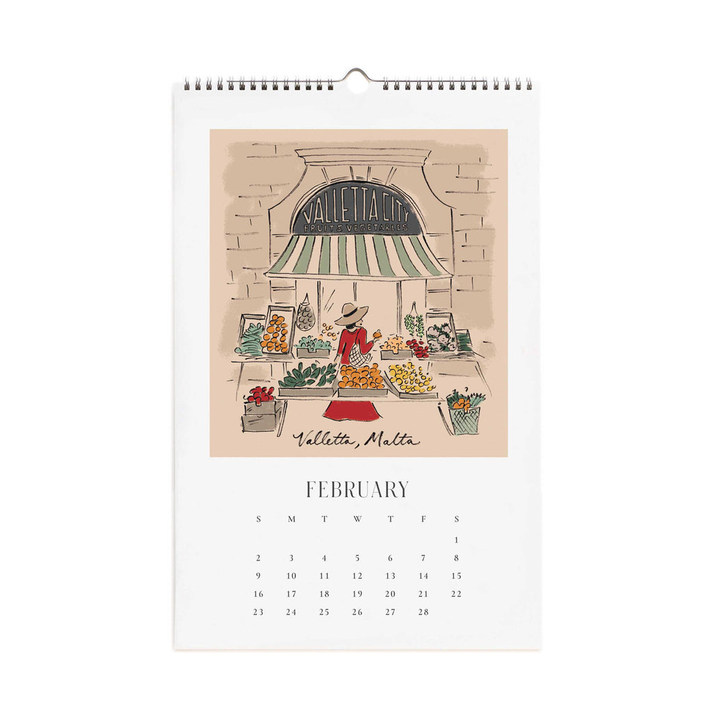 Rifle Paper Co. 2025 Wall Calendar - Travel Sketchbook